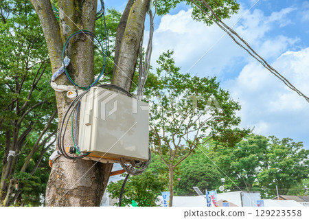 Temporary power box at the event venue 129223558