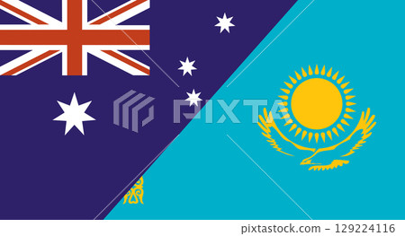 Flag of Australia and Kazakhstan. Two Flags Together Australian and Kazakh 129224116