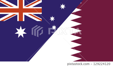 Flag of Australia and Qatar. Two Flags Together Australian and Qatari 129224120