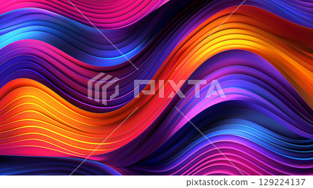 Colorful wavy lines flowing and creating a vibrant abstract background, perfect for modern and dynamic designs 129224137