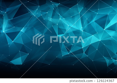 Abstract composition of blue geometric shapes in various shades creating a modern artistic design 129224367