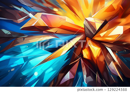 Abstract blue geometric shapes artwork, perfect for modern interior design concept 129224388