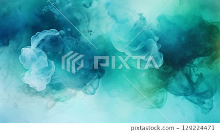 Vibrant abstract watercolor art on turquoise and green background with fluid textures Vibrant abstract watercolor art on turquoise and green background with fluid textures 129224471