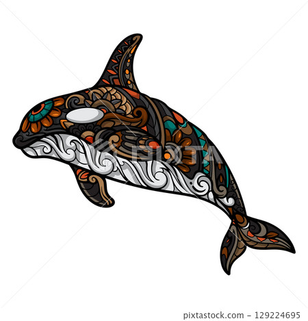 Orca mandala arts isolated on white background Orca mandala arts isolated on white background 129224695