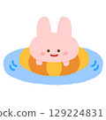 在海裡或游泳池裡游泳的兔子 129224831