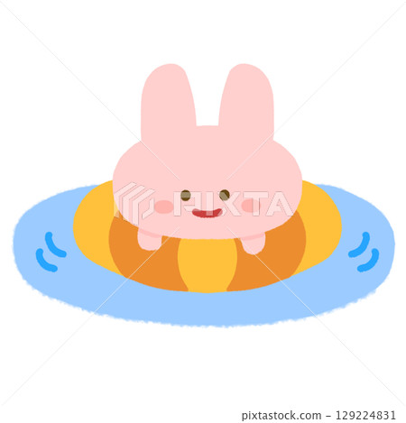 Rabbits swimming in the sea or pool 129224831