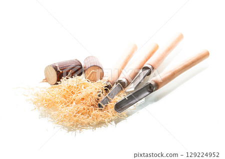 Handmade carpentry tool on white background 129224952