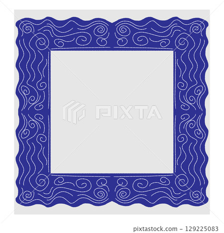 Hand-drawn decorative frame in doodle sketch style. Vector illustration with wavy lines and swirls. Perfect for cards, invitations, posters, or photo decoration. 129225083