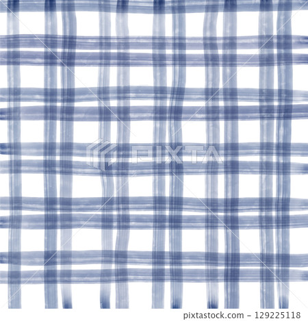 Navy Blue Plaid Gingham Hand Drawn Background Pattern Overlay 129225118