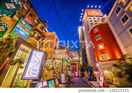 東京都市風景在日本旅館街道等看法在Uguisudani駐地前面 東京都市風景在日本旅館街道等看法在Uguisudani駐地前面 129225175