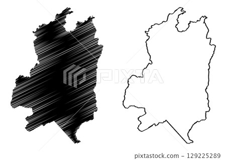 Itaguacu municipality (Espirito Santo state, Municipalities of Brazil, Federative Republic of Brazil) map vector illustration, scribble sketch Itaguacu map 129225289