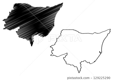 Itapemirim municipality (Espirito Santo state, Municipalities of Brazil, Federative Republic of Brazil) map vector illustration, scribble sketch Itapemirim map 129225290
