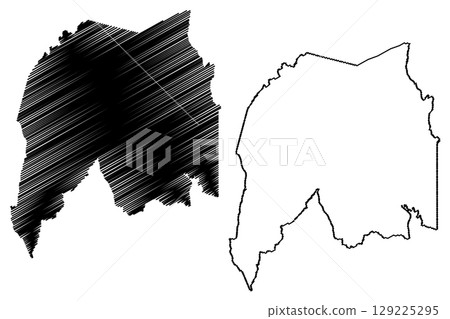 Joao Neiva municipality (Espirito Santo state, Municipalities of Brazil, Federative Republic of Brazil) map vector illustration, scribble sketch Joao Neiva map 129225295