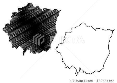 Mucurici municipality (Espirito Santo state, Municipalities of Brazil, Federative Republic of Brazil) map vector illustration, scribble sketch Mucurici map 129225362