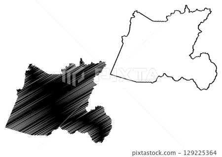 Muqui municipality (Espirito Santo state, Municipalities of Brazil, Federative Republic of Brazil) map vector illustration, scribble sketch map 129225364