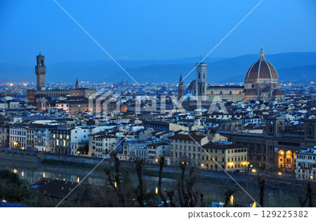 View of the right bank of the Arno River from Piazzale Michelangelo, Florence, Italy View of the right bank of the Arno River from Piazzale Michelangelo, Florence, Italy 129225382