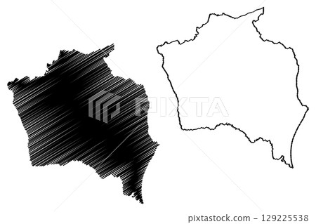 Presidente Kennedy municipality (Espirito Santo state, Municipalities of Brazil, Federative Republic of Brazil) map vector illustration, scribble sketch map 129225538