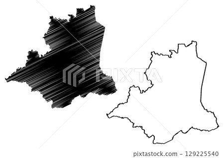Santa Leopoldina municipality (Espirito Santo state, Municipalities of Brazil, Federative Republic of Brazil) map vector illustration, scribble sketch Santa Leopoldina map 129225540