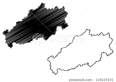 Santa Maria de Jetiba municipality (Espirito Santo state, Municipalities of Brazil, Federative Republic of Brazil) map vector illustration, scribble sketch Santa Maria de Jetiba map 129225541