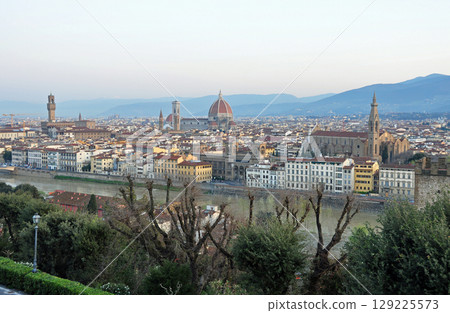 View of the right bank of the Arno River from Piazzale Michelangelo, Florence, Italy View of the right bank of the Arno River from Piazzale Michelangelo, Florence, Italy 129225573