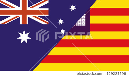 Flag of Australia and Balearic Islands. Australian and Balearic Islands flags Flag of Australia and Balearic Islands. Australian and Balearic Islands flags 129225596