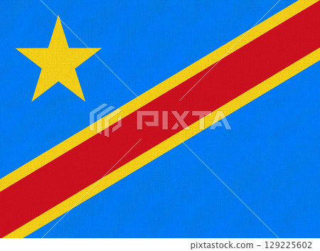 flag of Democratic Republic of Congo. National Congolese flag on fabric flag of Democratic Republic of Congo. National Congolese flag on fabric 129225602