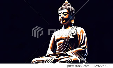 佛像黑色背景 129225628