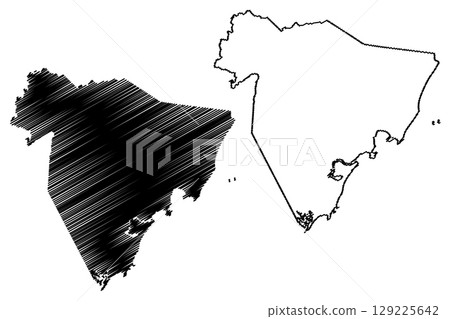 Guarapari municipality (Espirito Santo state, Municipalities of Brazil, Federative Republic of Brazil) map vector illustration, scribble sketch Guarapari map 129225642