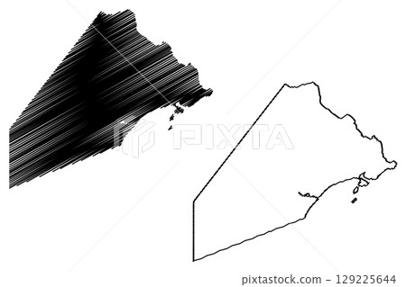 Piuma municipality (Espirito Santo state, Municipalities of Brazil, Federative Republic of Brazil) map vector illustration, scribble sketch Piuma map 129225644