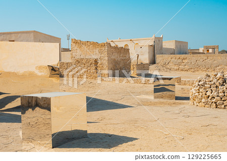Ras Al Khaimah, UAE – 14.04.2025: The desert coastal town (ghost town) of Jazeera Al Hamra includes a fort, three schools, an open-air market and mosques nestled between hundreds of villas . High Ras Al Khaimah, UAE – 14.04.2025: The desert coastal town (ghost town) of Jazeera Al Hamra includes a fort, three schools, an open-air market and mosques nestled between hundreds of villas . High 129225665