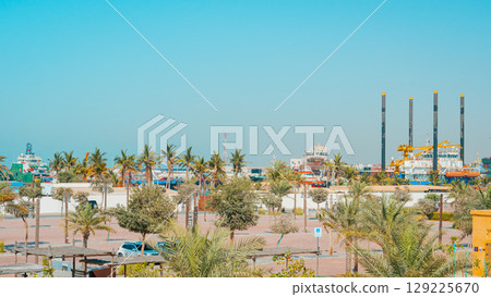Ras Al Khaimah, UAE – 14.04.2025: The desert coastal town (ghost town) of Jazeera Al Hamra includes a fort, three schools, an open-air market and mosques nestled between hundreds of villas . High Ras Al Khaimah, UAE – 14.04.2025: The desert coastal town (ghost town) of Jazeera Al Hamra includes a fort, three schools, an open-air market and mosques nestled between hundreds of villas . High 129225670