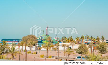 Ras Al Khaimah, UAE – 14.04.2025: The desert coastal town (ghost town) of Jazeera Al Hamra includes a fort, three schools, an open-air market and mosques nestled between hundreds of villas . High Ras Al Khaimah, UAE – 14.04.2025: The desert coastal town (ghost town) of Jazeera Al Hamra includes a fort, three schools, an open-air market and mosques nestled between hundreds of villas . High 129225673