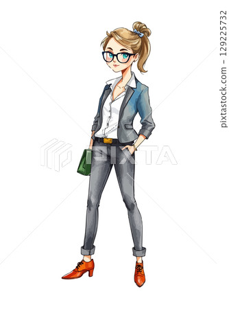 Economist cartoon vector illustration. 129225732