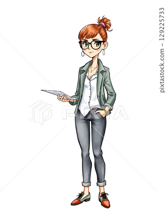 Economist cartoon vector illustration. 129225733