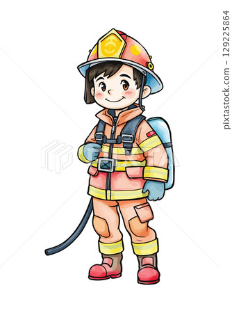 Cute firefighter vector illustration. Cute firefighter vector illustration. 129225864