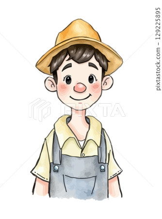 Cute farmer cartoon vector illustration. Cute farmer cartoon vector illustration. 129225895