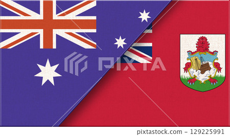 Flag of Australia and Bermuda. Australian and the Bermudas national flags Flag of Australia and Bermuda. Australian and the Bermudas national flags 129225991