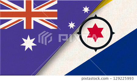 Flag of Australia and Bonaire. Australian and Bonaire national flags on fabric 129225993