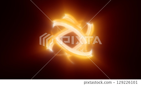 Orange glowing distorted ring with fiery motion, evoking powerful heat, force, and energy core 129226101