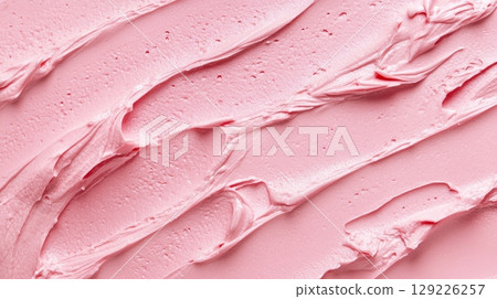 Smooth pink creamy texture close-up. Skincare and beauty concept 129226257