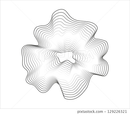 Stylized black radial audio wave pattern on white canvas. Modern vector concept for sound visualizations and music posters. Stylized black radial audio wave pattern on white canvas. Modern vector concept for sound visualizations and music posters. 129226321