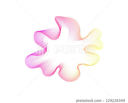 Set of multicolored round abstract sound abstract glowing neon wave dots. Digital equalizer, futuristic technology. Colorful circle for music and banner. Vector radial spectrum. 129226349