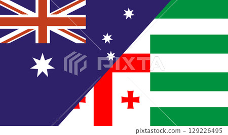 Flag of Australia and Abkhazia. Australian and Abkhazian national flags Flag of Australia and Abkhazia. Australian and Abkhazian national flags 129226495