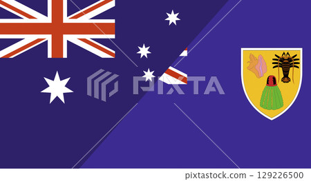 Flag of Australia and Turks and Caicos Islands. Australian and Tuvalu national flags Flag of Australia and Turks and Caicos Islands. Australian and Tuvalu national flags 129226500