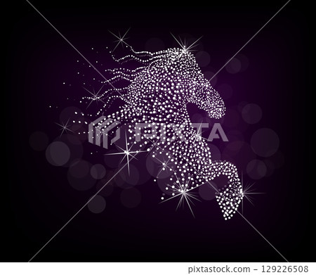 Constellation Horse. hand drawn. Not AI, Vector illustration 129226508