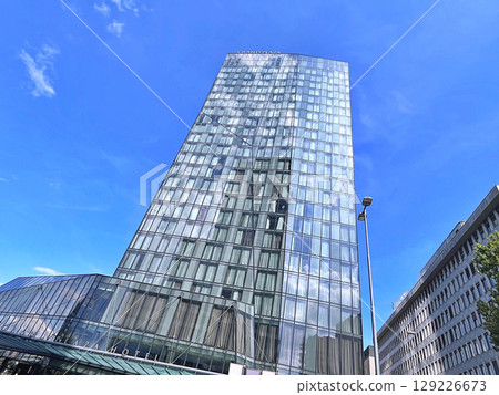 Modern residential and office buildings on one of the principal streets in the city "Slovenska Cesta", Ljubljana 129226673