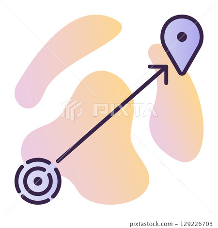 Delivery way, destination sign, dark blue line vector icon on gradient background Delivery way, destination sign, dark blue line vector icon on gradient background 129226703