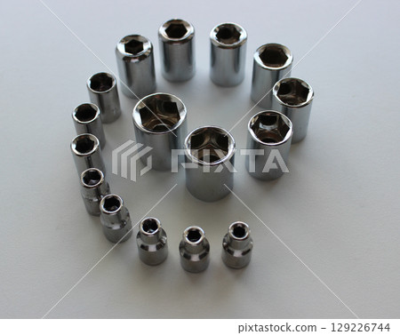 Metal Socket Wrench Bits In A Size Comparison Square Stock Photo 129226744