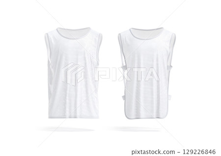 Blank white football team practice vest mockup set, front view Blank white football team practice vest mockup set, front view 129226846