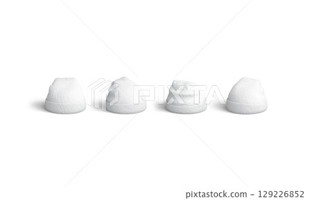 Blank white beanie mockup, different angels views 129226852